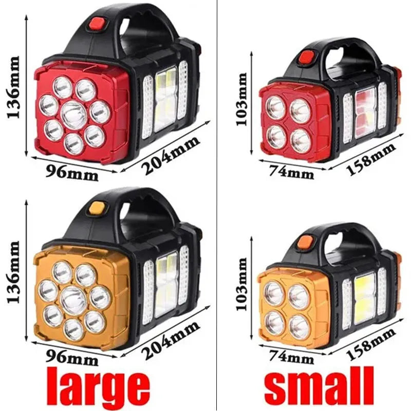Portable Solar Handheld Flashlight With  COB Work Lights USB Rechargeable For Outdoor Hunting Boating Camping And Home Emergency
