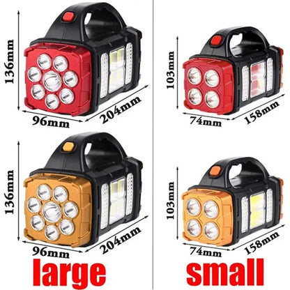 Portable Solar Handheld Flashlight With  COB Work Lights USB Rechargeable For Outdoor Hunting Boating Camping And Home Emergency